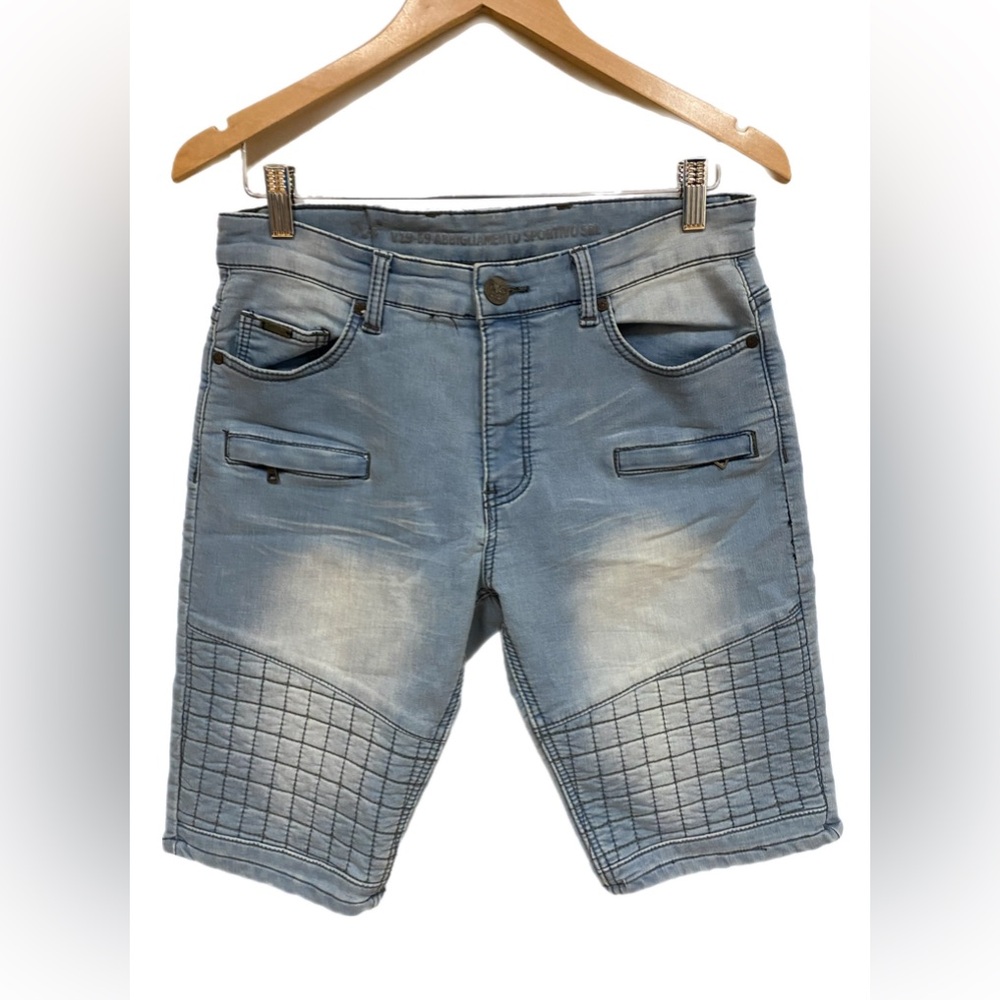 V19-69 Abbigliamento Sportivo Denim Jean Shorts Italy Distress Blue Size 30 Mens